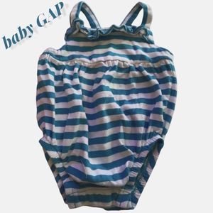 baby Gap Blue & White Striped Sleeveless Romper 0-3 Months